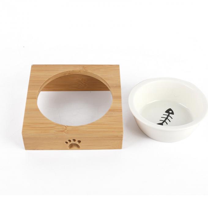 Ciotole ceramiche di legno del cane dell'alimentatore all'ingrosso dell'animale domestico con il supporto